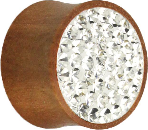 Produktbild Star Piercing Flared Plug aus Sawoholz mit Kristall silber und Epoxy Schutzschicht (Organisch, ohne Messing)