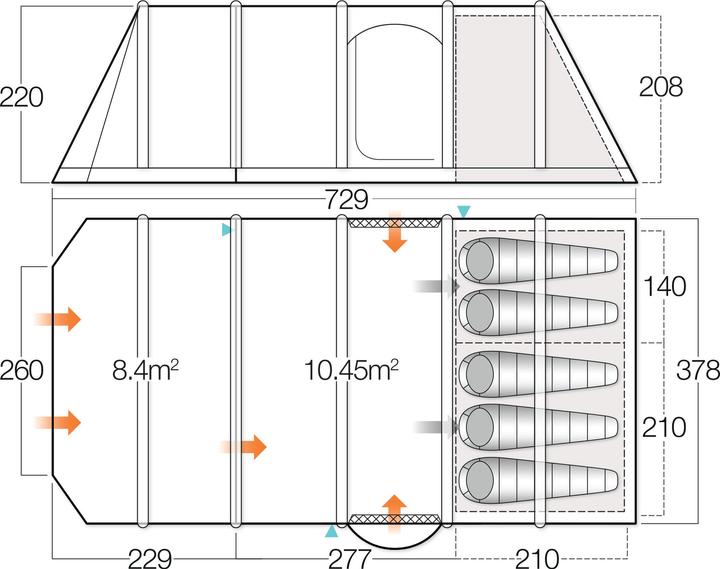 Produktbild Vango Illusion TC 500XL Tent (Tunnelzelt, 45.50 kg, 5 Personen)