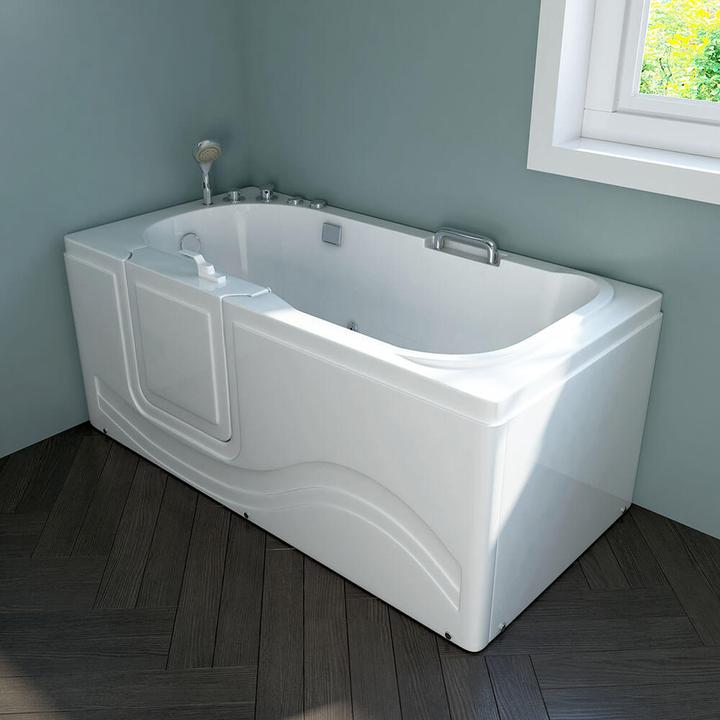 Immagine prodotto Home Deluxe Vasca da bagno per anziani con getti massaggianti porta e maniglia AUTARK M (sinistra) - 153x76x64cm (76 cm, 153 cm)