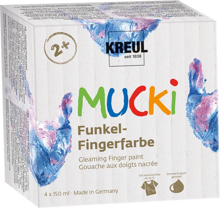 Image du produit Kreul MUCKI Peinture au doigt étincelante (Pink, Bleu, Silver, Or, 600 ml)