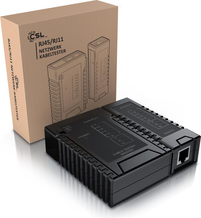 Immagine prodotto CSL Tester di cavi di rete per cavi RJ45 RJ11 - Tester di cavi patch - Tester di cavi di rete LAN