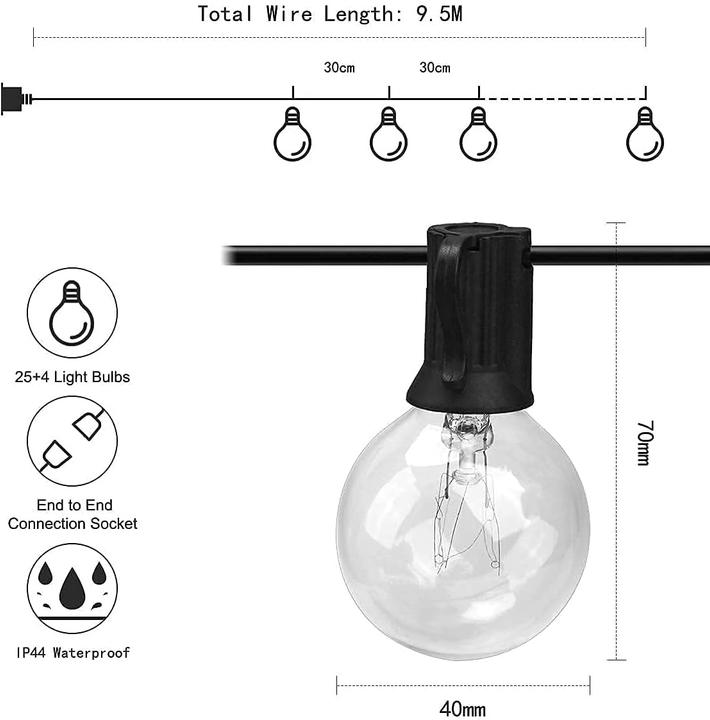 Produktbild Rovlak Glühbirnen-Lichterkette (9.50 m)