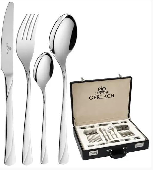Gerlach Cutlery set Shiny Valor, stainless steel, silver, 52 x 42 x 10 cm, 68-units (68 Piece, Cutlery set)