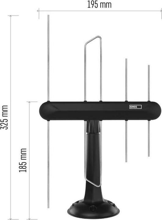 Actual product image Emos Universal antenna EM-DIO3, 0-80 km, DVB-T2, LTE/4G/5G filter (DVB-T / -T2, LTE)