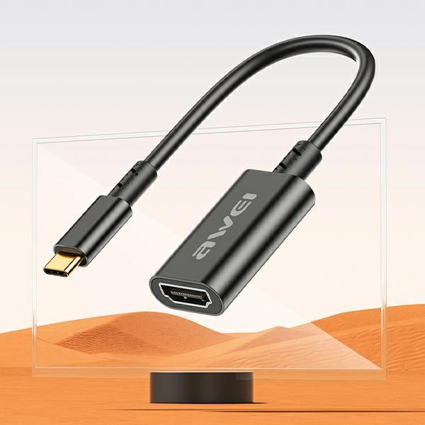 Produktbild Awei Adapter CL-217T USB-C/HDMI czarny/black 4k@30Hz (USB Typ-C, HDMI, 1.50 cm)