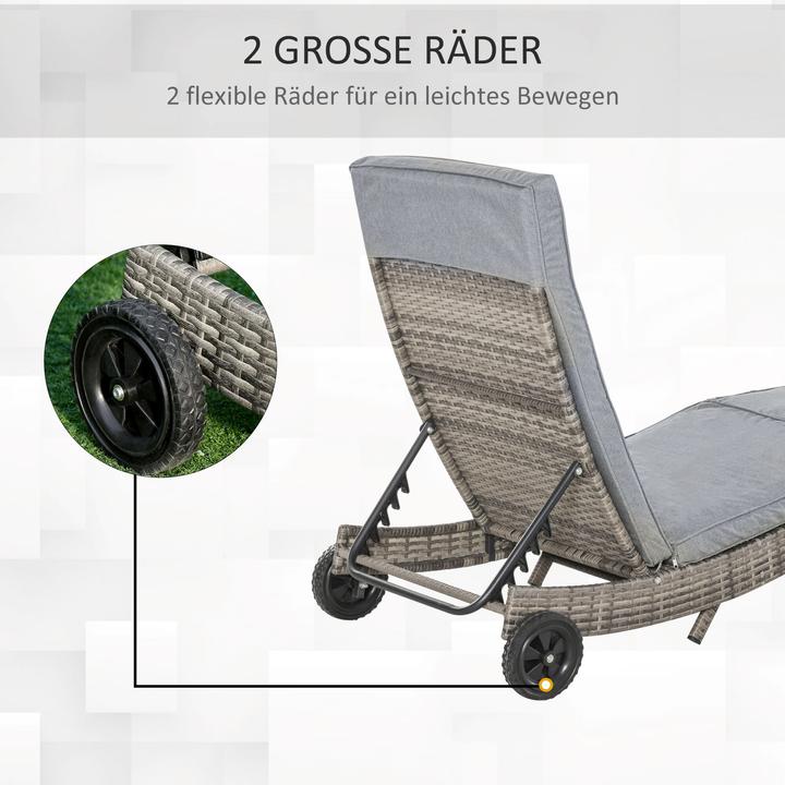 Produktbild Outsunny Gartenliege mit Rädern (207 cm)