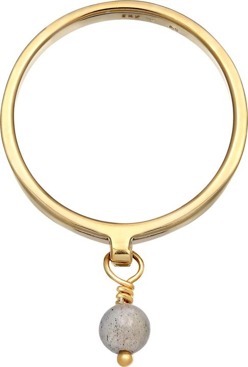 Produktbild Elli PREMIUM Ring Bandring Stapelring Labradorit 925 Silber vergoldet (54, 925 Silber)