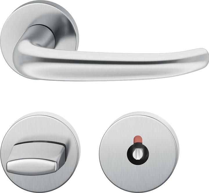 Actual product image FSB Object lever handle set 72 1023 AGL on rosette WC, satin stainless steel (Door set)