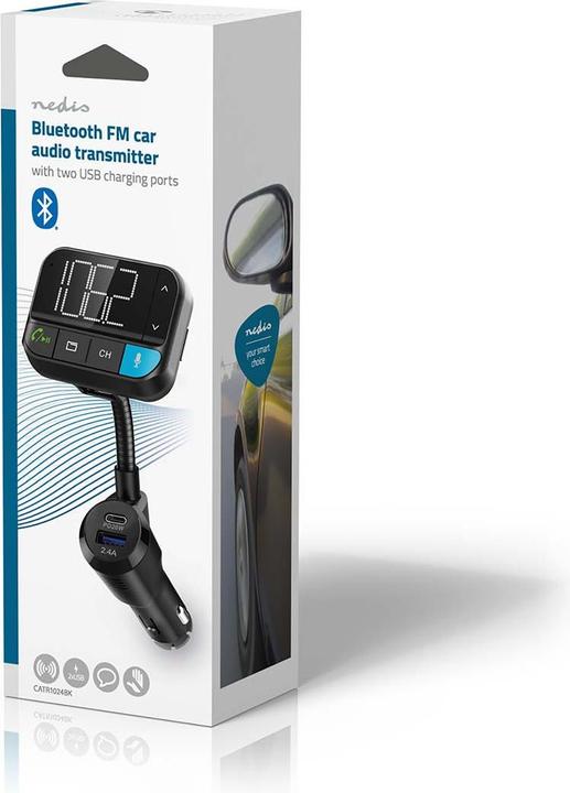 Produktbild Nedis Kfz Audio FM Transmitter | Schwanenhals | freisprechend | 2 " | Scharz-weiss Monitor | Bluetoot