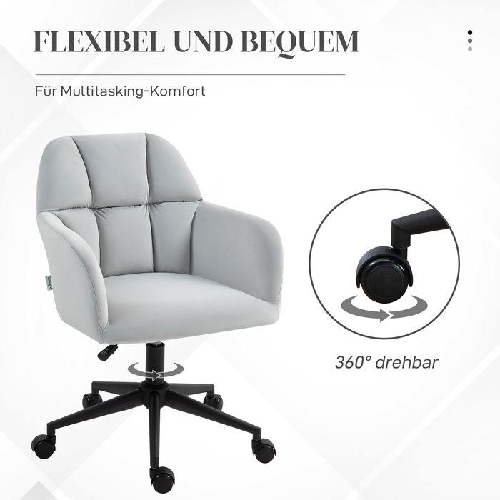 Actual product image Swisshandel24 Office chair, velvet look, with armrests, light grey