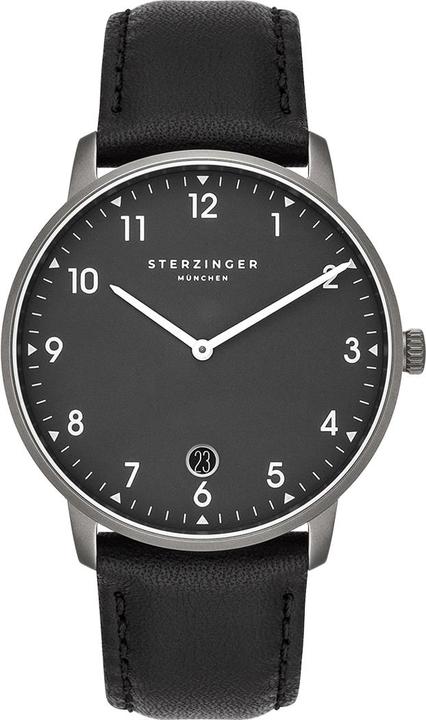 Immagine prodotto Sterzinger Orologio al quarzo da uomo Urban in vera pelle nera - 30474 (Orologio da polso analogico, 38 mm)
