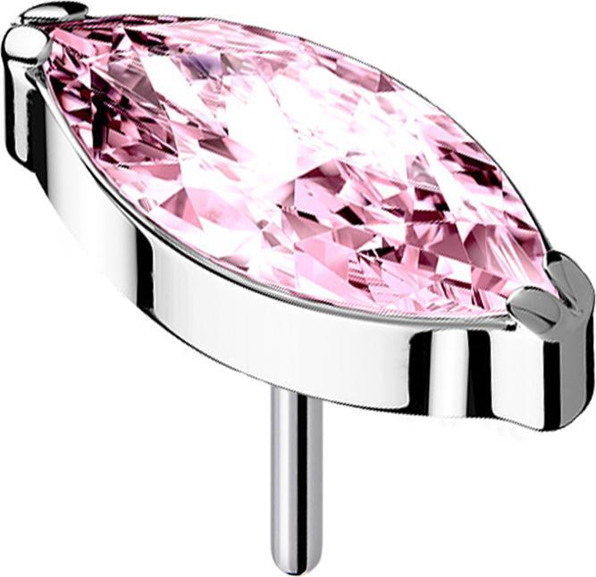 Produktbild Star Piercing Threadless silber mit Oval Kristall pink (ohne Messing, Titan G23)