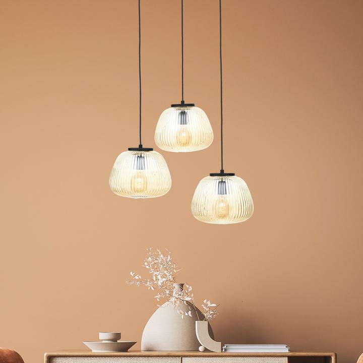 Image du produit Brilliant Suspension Kaizen 3 lampes ambre-ambre/noir mat (E27)