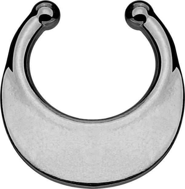 Produktbild Star Piercing Fake Septum mit runder platte dunkelsilber
