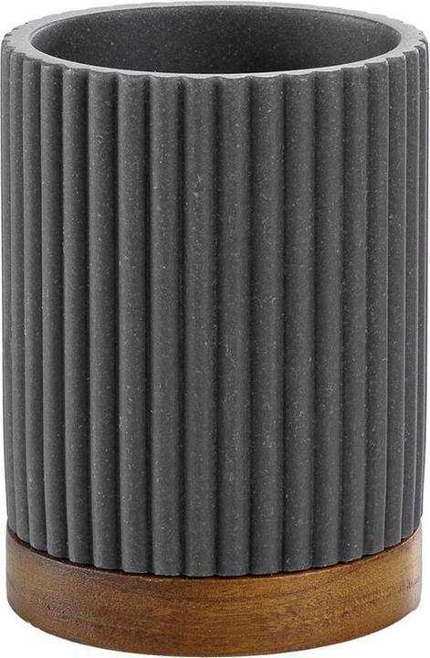 Image du produit Douceur D'intérieur Ensemble pour salle de bain, anthracite avec bandes en acacia
