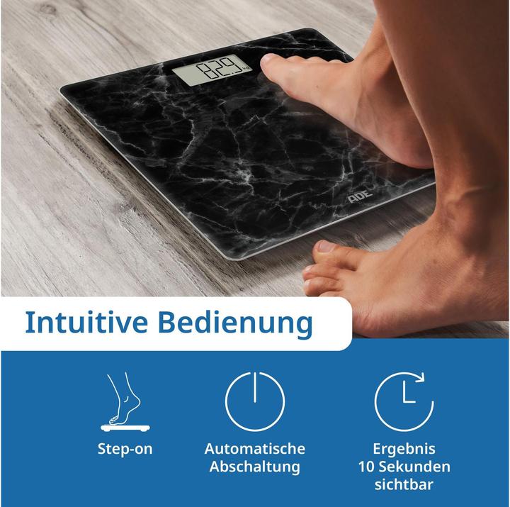 Image du produit ADE Personenwaage Amina Marmor Schwarz, Displaytyp: Digital (180 kg)