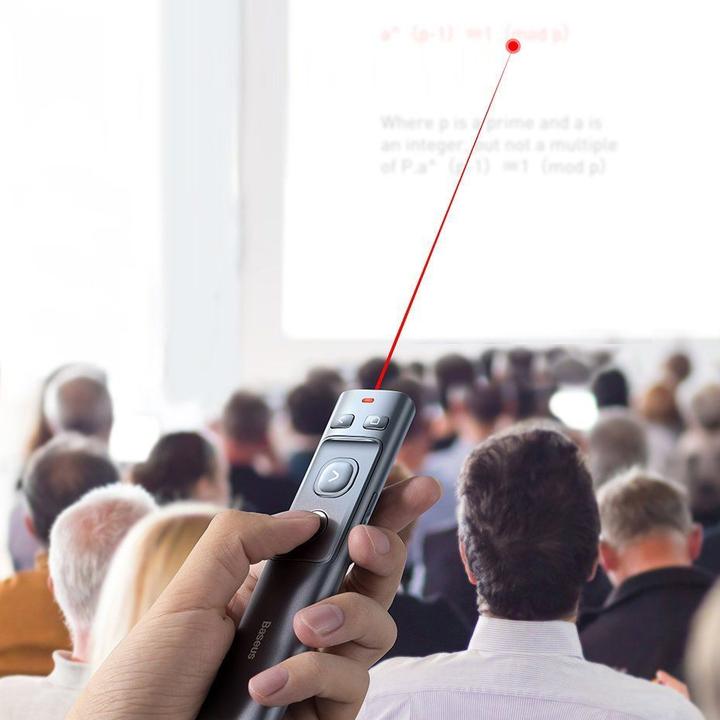 Actual product image Baseus Orange Dot Wireless Presenter (Red Laser)(Charging) Grey