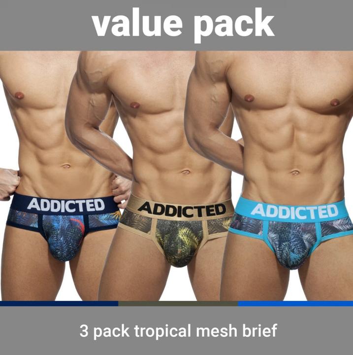 Addicted Three Pack Tropical Mesh Brief Push up (XL)