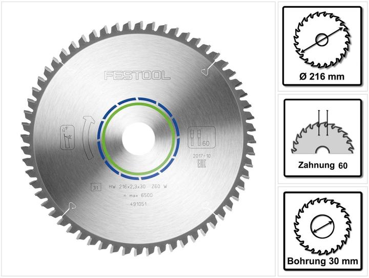 Actual product image Festool Circular saw blade HW 216x2,3x30 W60