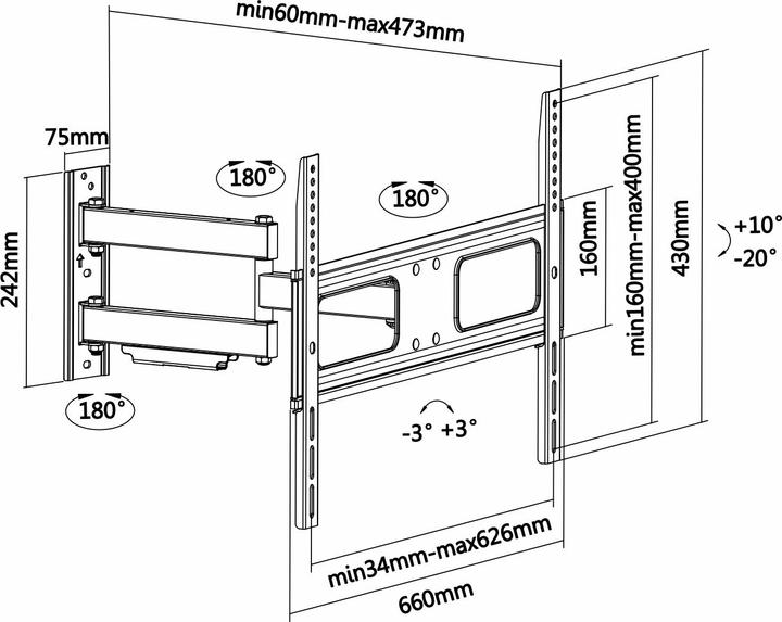 Image du produit Aisens WT70TSLE-025 (Mur, 70", 50 kg)