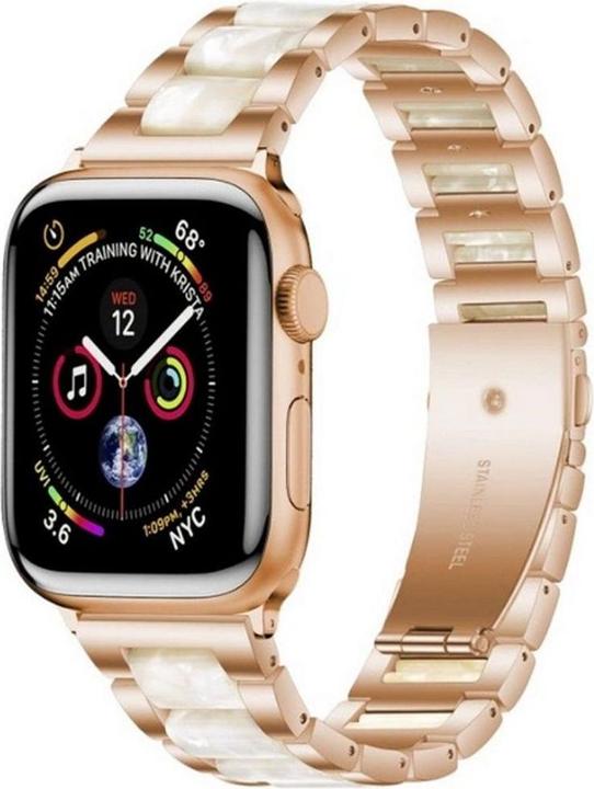 Produktbild Tech Apple Smart Watch-Armband, Farbe Gold, 38/40/41 mm (38 mm, 40 mm, 41 mm, Edelstahl, Apple Watch Series 1, Apple Watch Series 2, Apple Watch Series 3, Apple Watch Series 4, Apple Watch Series 5, Apple Watch Series 6, Apple Watch Series 7, Apple Watch Series 8, Apple Watch Series 9, Apple Watch SE)