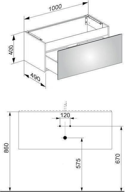 Actual product image Keuco Vanity unit X-LINE 1000x400x490mm Inox