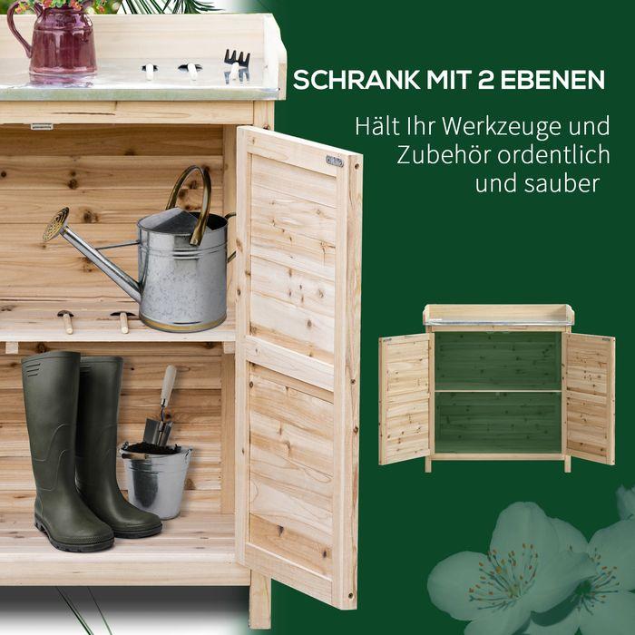 Image du produit Swisshandel24 Meuble de jardin Table à plantes avec meuble bas en bois, 2 étagères, 83 x 40 x 92 cm