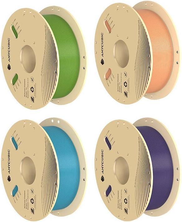 Actual product image Anycubic PLA Filament Set (PLA, 1.75 mm, 1000 g, Green, Orange, Violet, Turquoise)