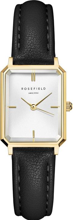 Rosefield Octagon XS White Black Leather Gold Armbanduhr (Analoguhr)