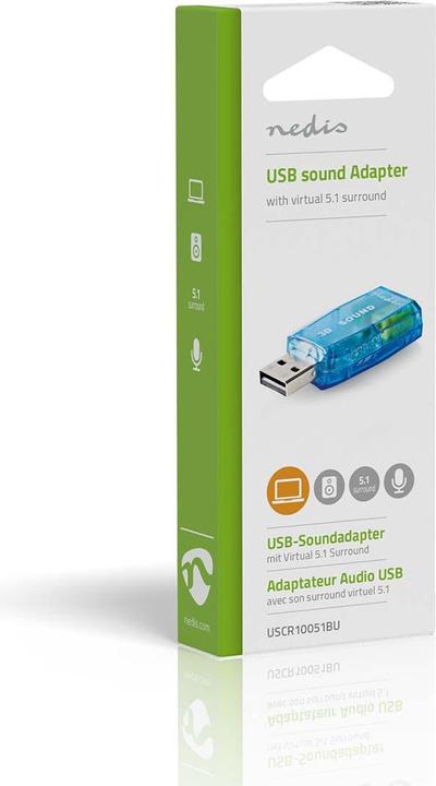 Produktbild Nedis Soundkarte 5.1 USB 2.0 Mikrofonanschluss: 1x 3.5 mm Headset Verbindung: 3.5 mm Male Schwarz (USB)