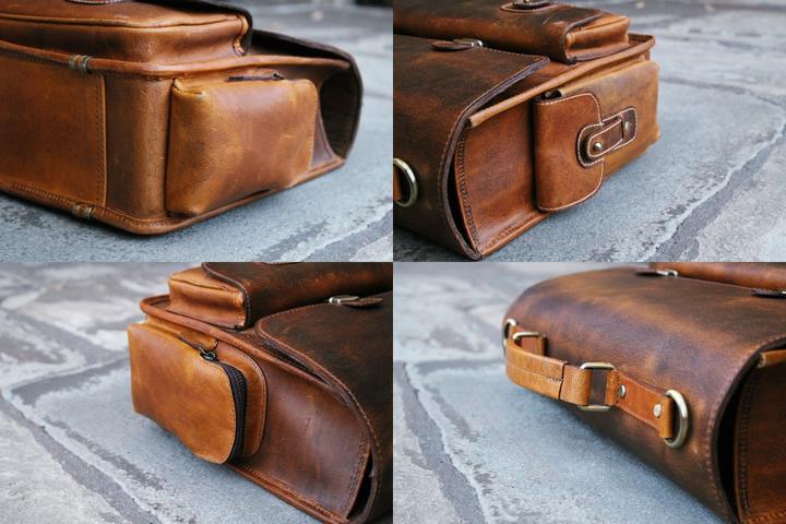 Produktbild Only-Bags.Store Echtes Leder Aktentasche, Laptop Tasche, Büro Umhängetasche, Messenger Bag, Weihnachtsgeschenk