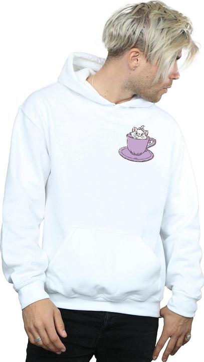 Actual product image Disney Mens Aristocats Marie In Cup Breast Print Hoodie (XL)