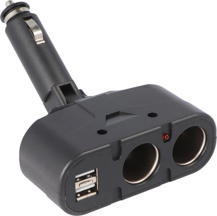 Produktbild AccuCell KFZ-Adapter, Verteiler Zigarettenanzünder - Stecker auf 2x Kupplung + USB
