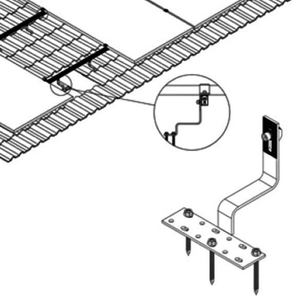 Produktbild V-TAC Dachhaken mit portugiesischen Ziegeln zur Befestigung von PhotovoltaikSolarmodulen 5erPack