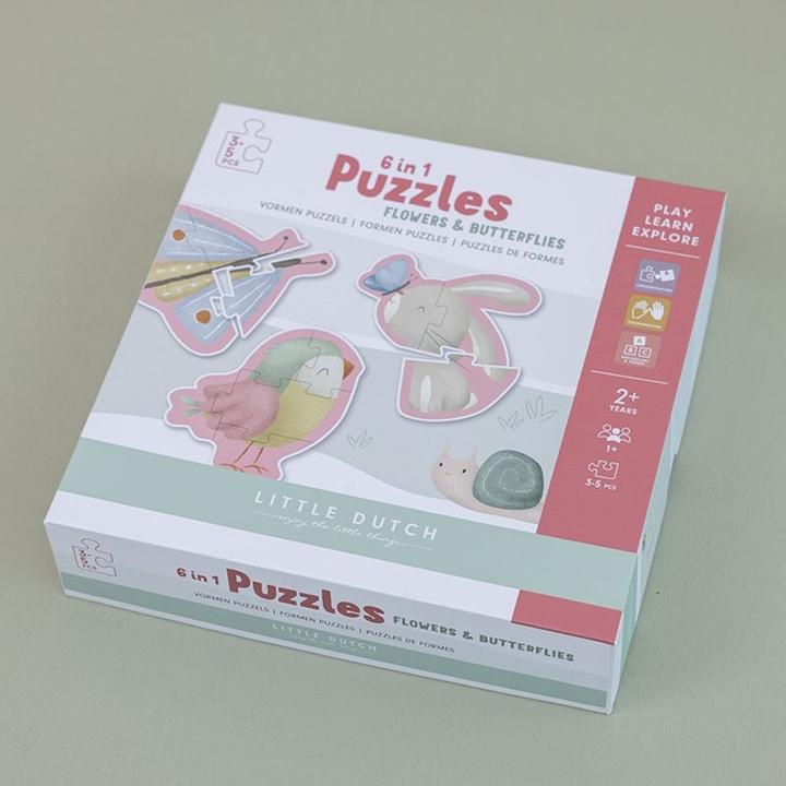 Produktbild Little Dutch 6 in 1 Puzzles Flowers & Butterflies Shape puzzle Animals (5 Teile)