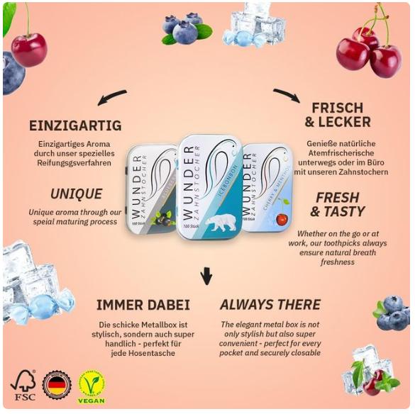 Actual product image Wunder Zahnstocher Toothpick freshness pack for a freshness kick (100 x)