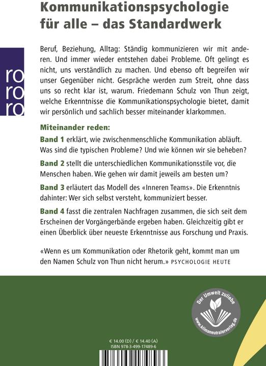 Actual product image Miteinander reden 1. Störungen und Klärungen (German, Friedemann Schulz of Thun, 1981)