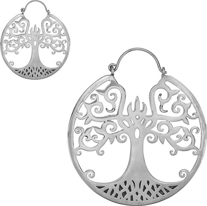 Star Piercing Ohrring silber Baum des Lebens (Messing)