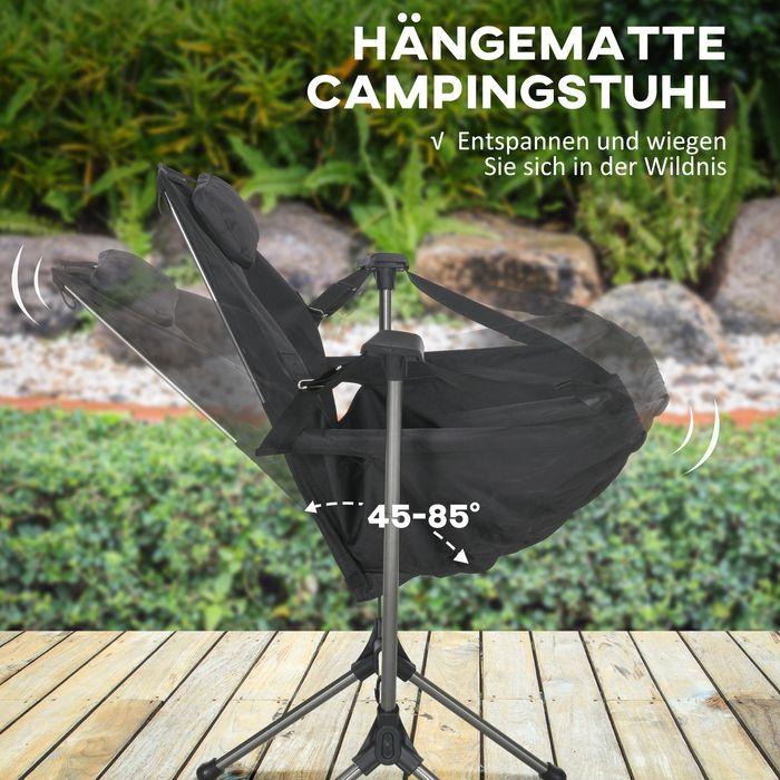 Image du produit Swisshandel24 Fauteuil à bascule de camping, pliable, dossier réglable, cadre en aluminium, 54x100x101cm, noir