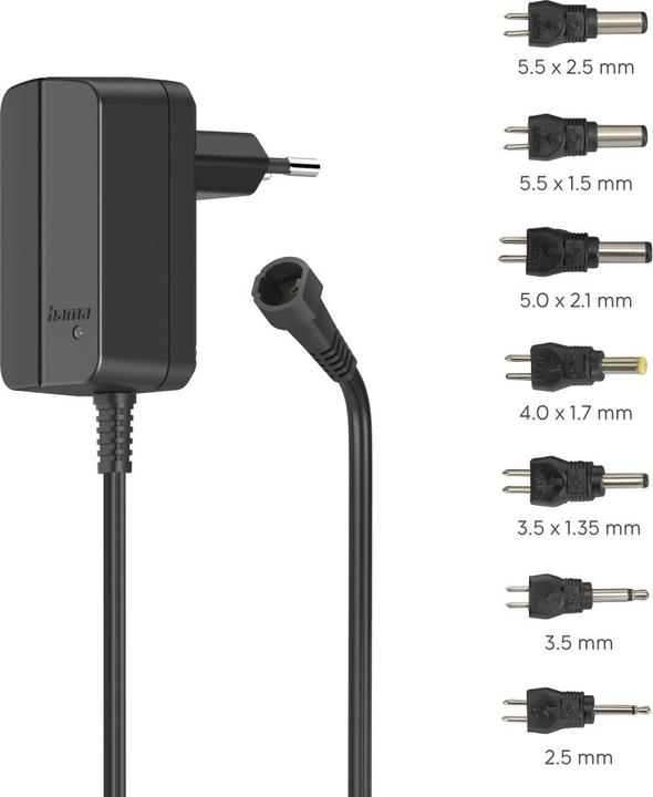 Produktbild Hama Schaltnetzteil universal, einstellbar, 300mA, 3,6W, max. 12V, 7 Adapter