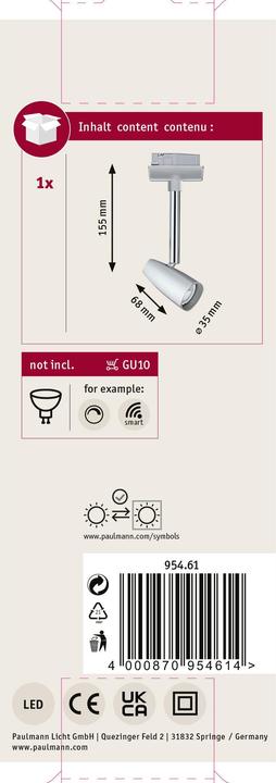 Produktbild Paulmann URail Spot Barelli (GU10, 10 W, 1 x)