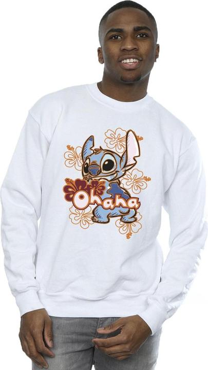 Actual product image Disney Mens Lilo And Stitch Ohana Orange Hibiscus Sweatshirt (L)