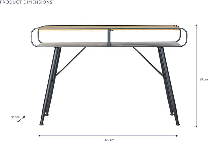 Immagine prodotto DKD Home Decor Console Black Metal Fir Light brown (120 x 38 x 78 cm)