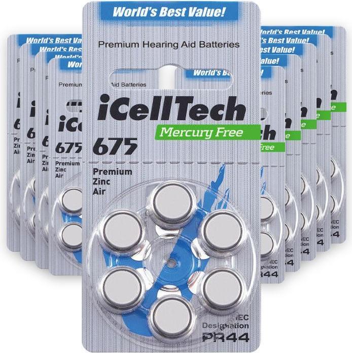 Image du produit ICellTech 675 Piles pour appareils auditifs (60 pcs, A675, 550 mAh)