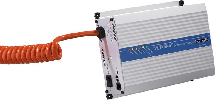 Votronic 0523 VAC 1224-16 Chargeur de batterie 12V/24V 16A + 5m de câble de charge en spirale (24V, 16 A)