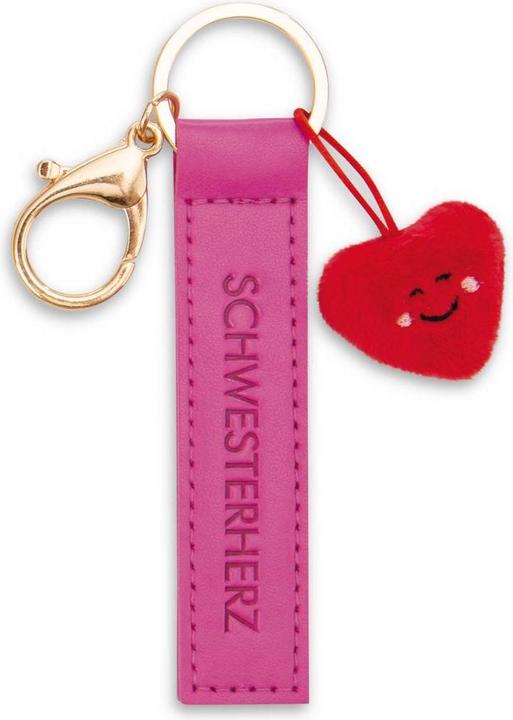 Magni NICI Schlüsselanhänger Schwesterherz Kunstlederband mit Herz pink 10cm
