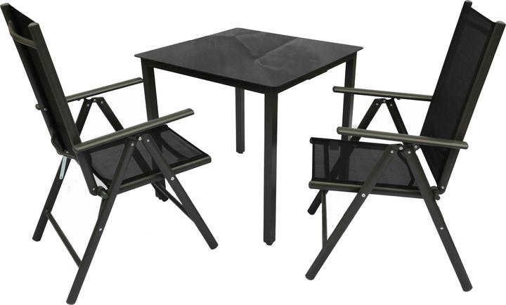 Produktbild VCM Alu Gartenmöbel Set 80 x 80 Schwarzglas (80 cm)