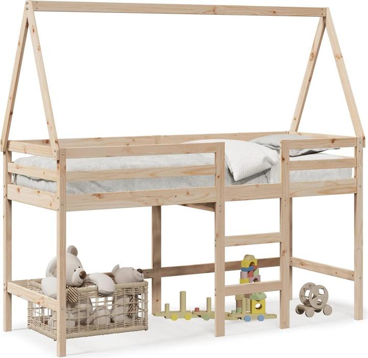 Image du produit VidaXL Lit surélevé avec échelle Toit Lit d'enfant Lit de jeu 90x190cm bois massif (90 x 190 cm)
