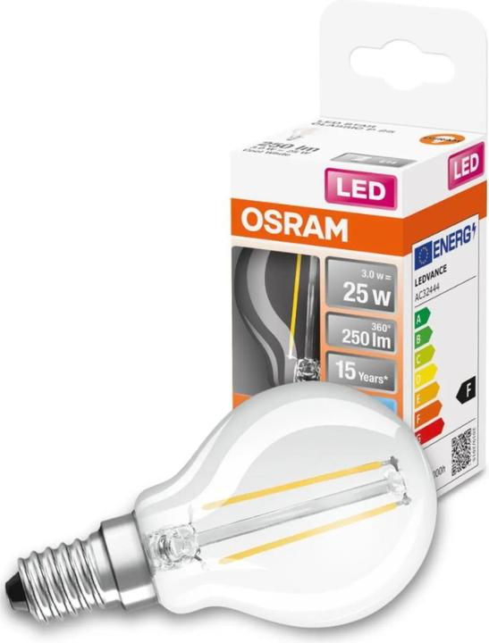 Image du produit Osram LEDSCLP25 2,5W/840 230V FIL E1410X1OSRAM (E14, 2.50 W, 250 lm, 1 x, F)