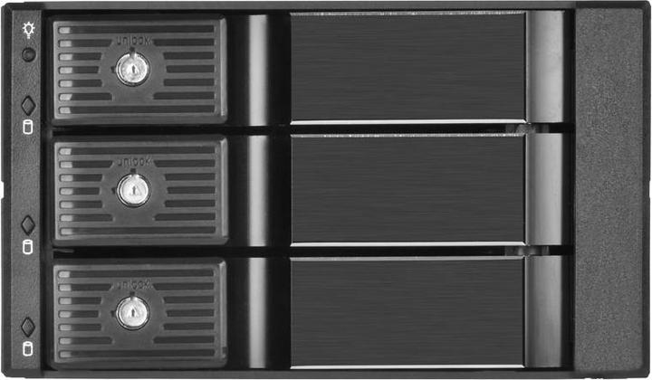 Actual product image Silverstone SST-FS303-12G - 3 Bay Aluminium Trayless Hot Swap Mobile Rack Backplane with Fan and Loc (3.5")